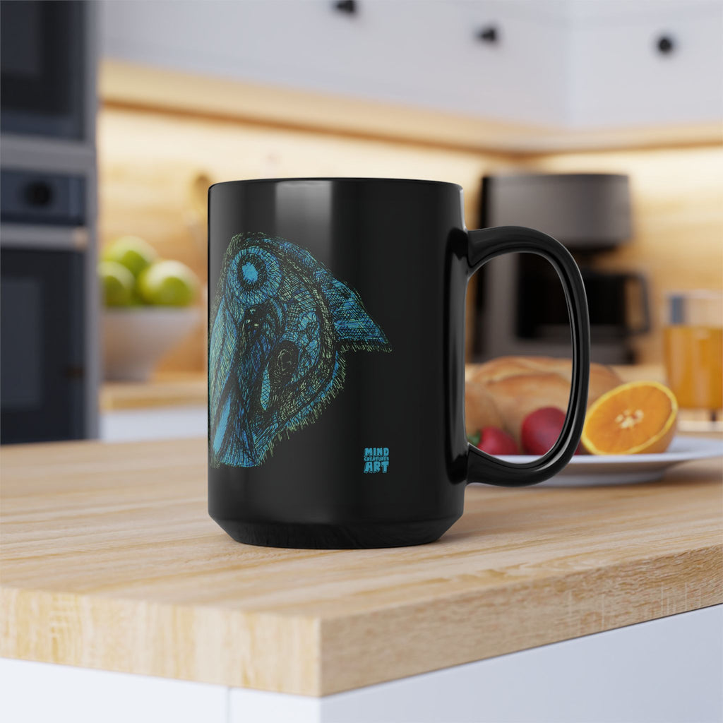 Who Are You? (Teal) Black Ceramic Mug (11oz, 15oz)