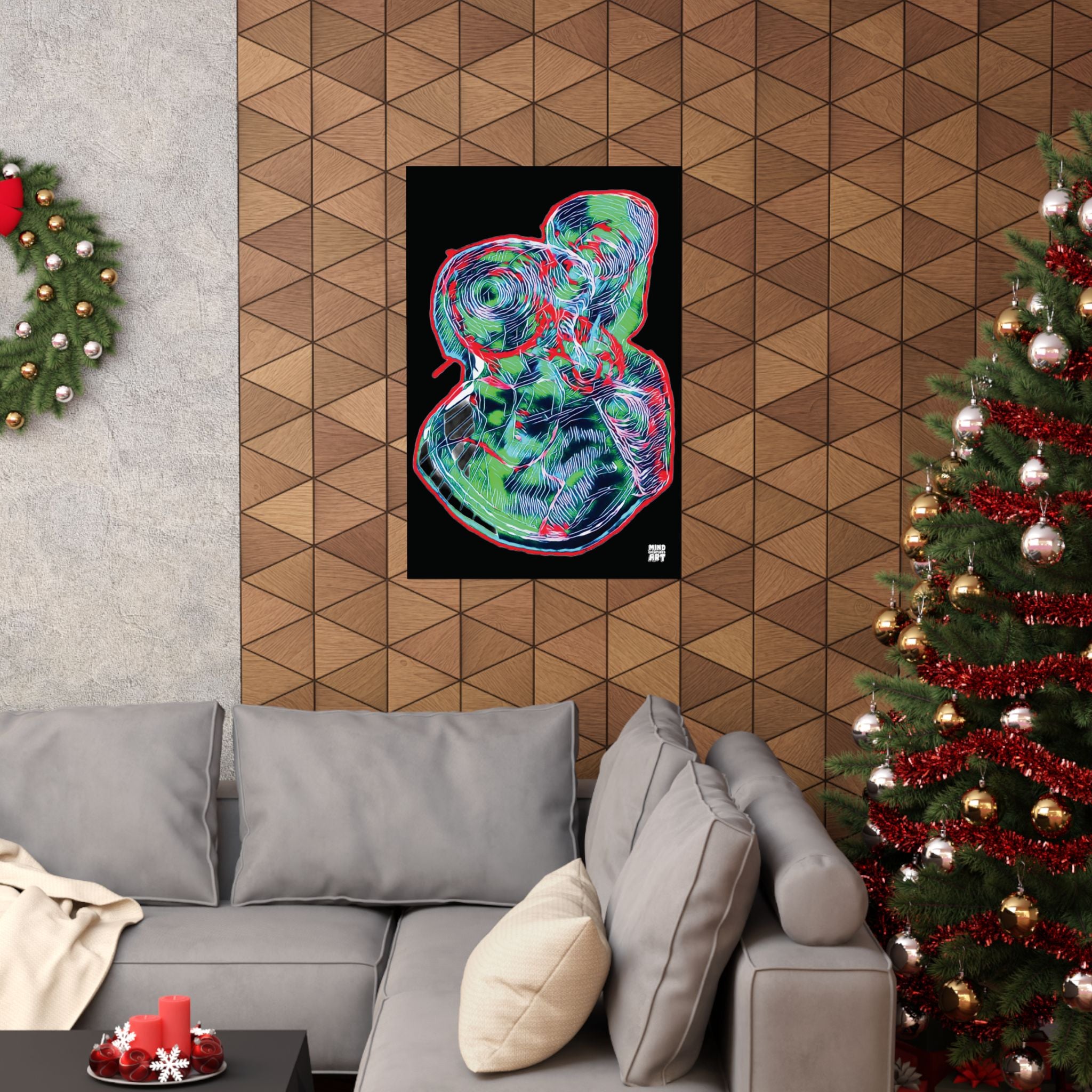 Curiosity (Red & Green, Black Background) Matte Poster