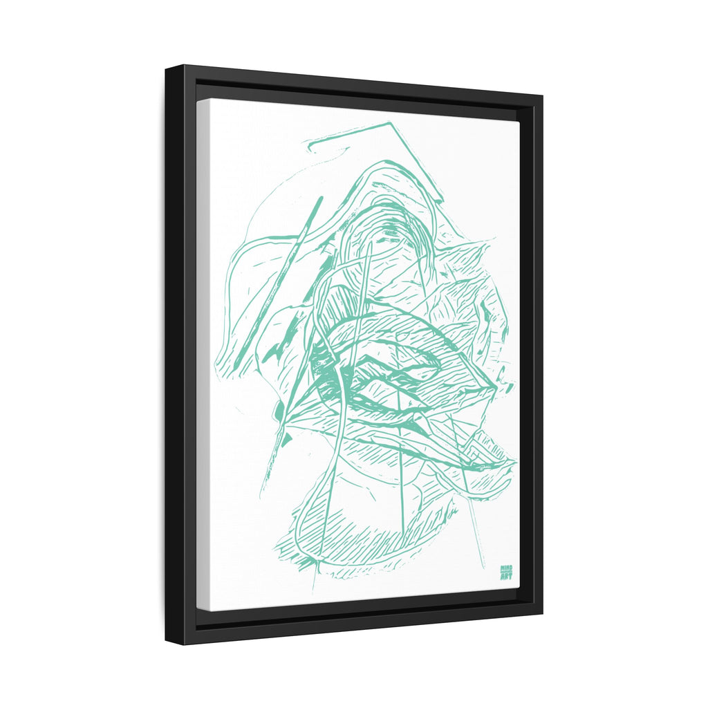 Dive Reflex (Teal, White Background) Matte Canvas, Framed