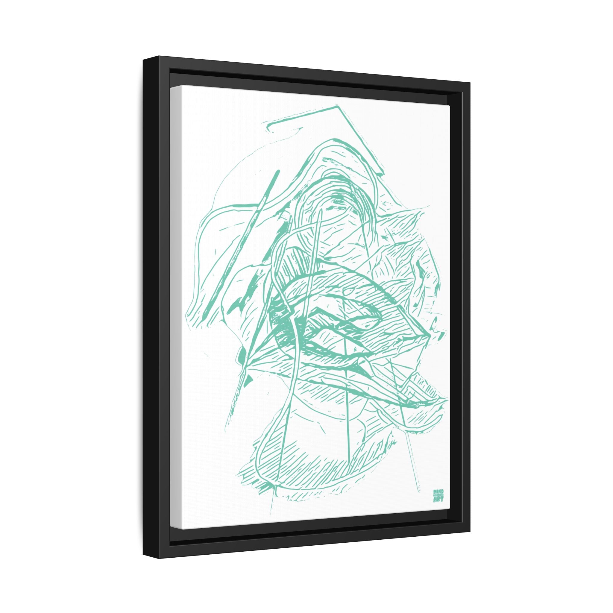 Dive Reflex (Teal, White Background) Matte Canvas, Framed