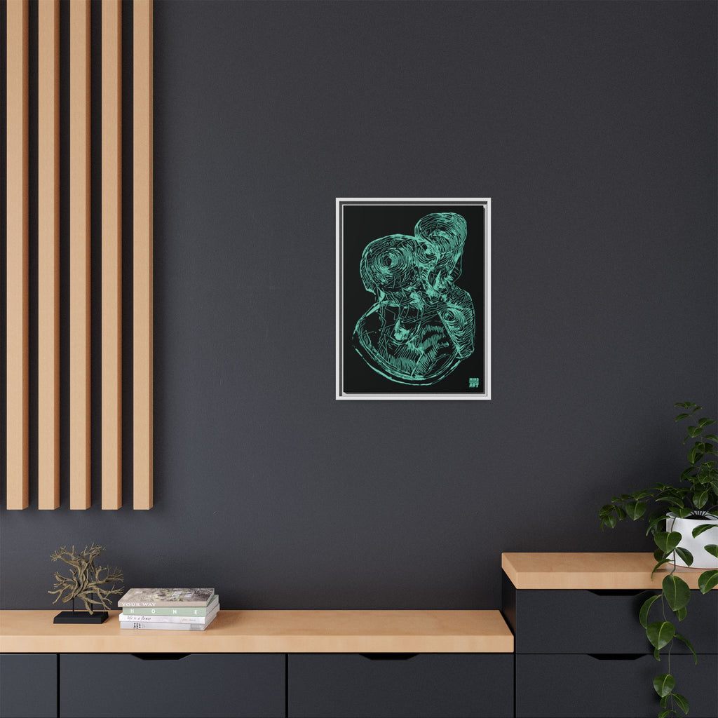 Curiosity (Teal, Black Background) Matte Canvas, Framed