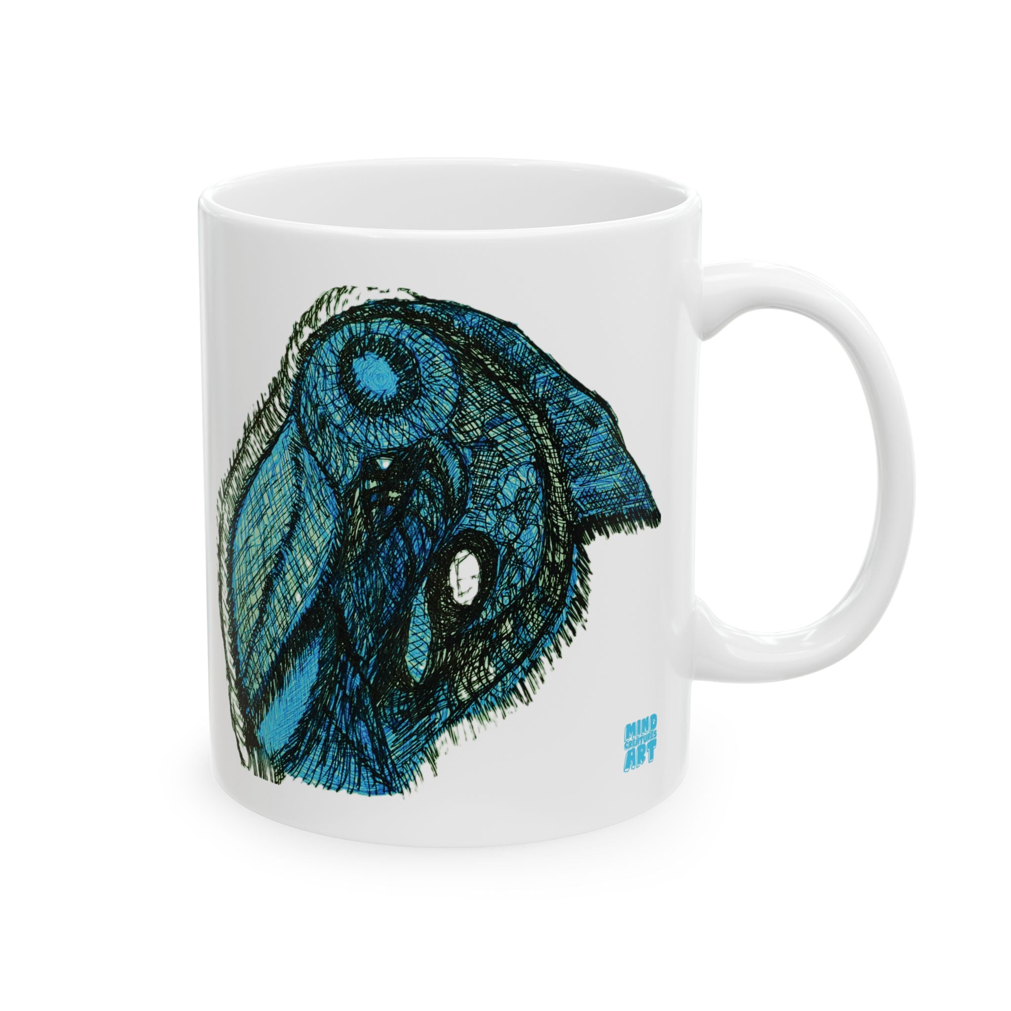 Who Are You? (Teal) White Ceramic Mug, (11oz, 15oz)