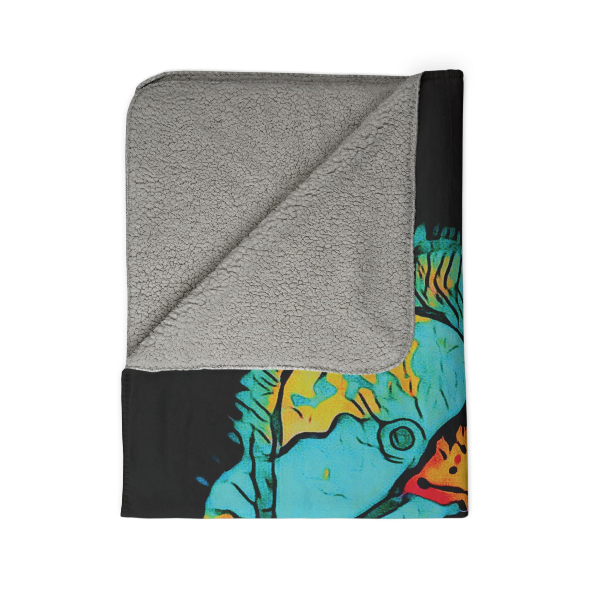 Exploration (Teal, Black Background) Fleece Sherpa Blanket