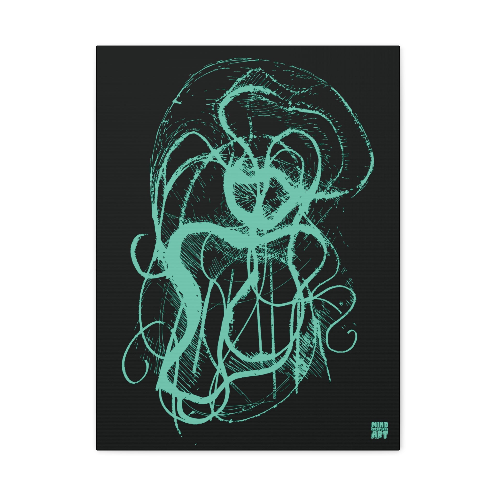 Davy Jones (Teal, Black Background) Matte Canvas, Stretched, 1.25"