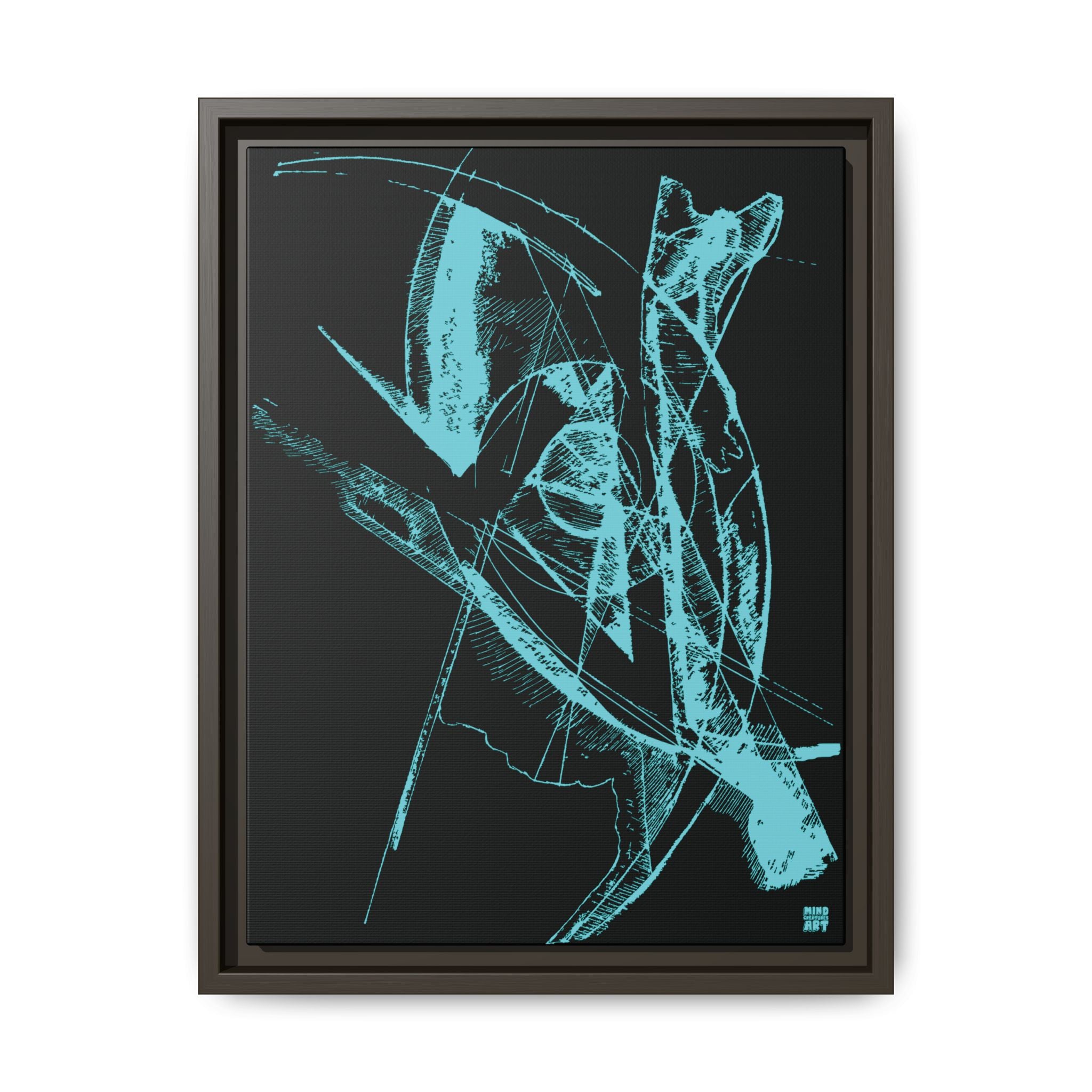 Watching (Aqua, Black Background) Matte Canvas, Framed