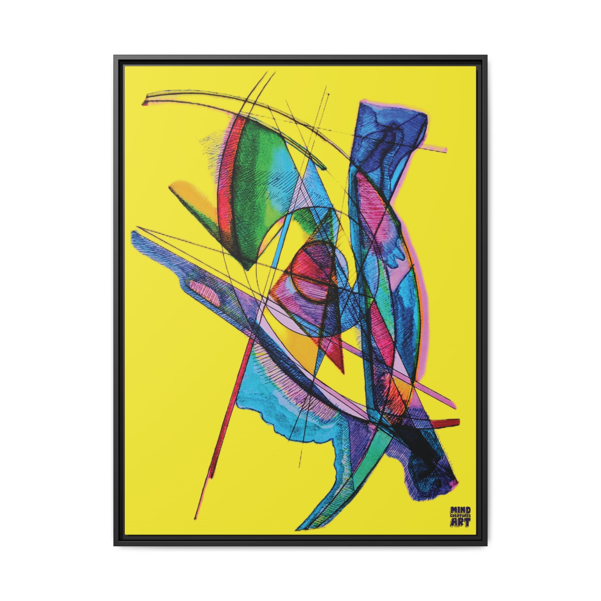 Watching (Yellow Background) Matte Canvas, Framed