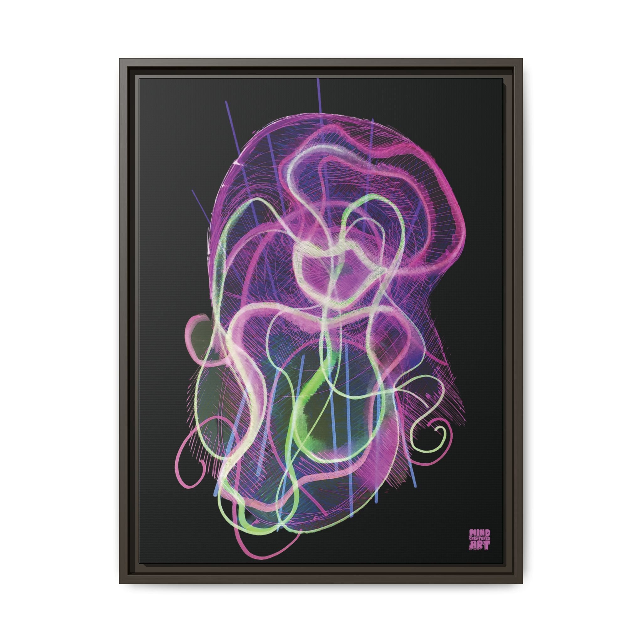 Davy Jones (Electric Pink, Black Background) Matte Canvas, Framed