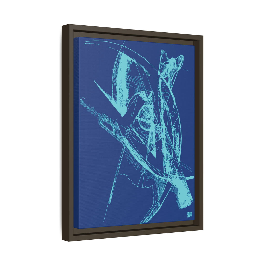 Watching (Aqua, Dark Blue Background) Matte Canvas, Framed
