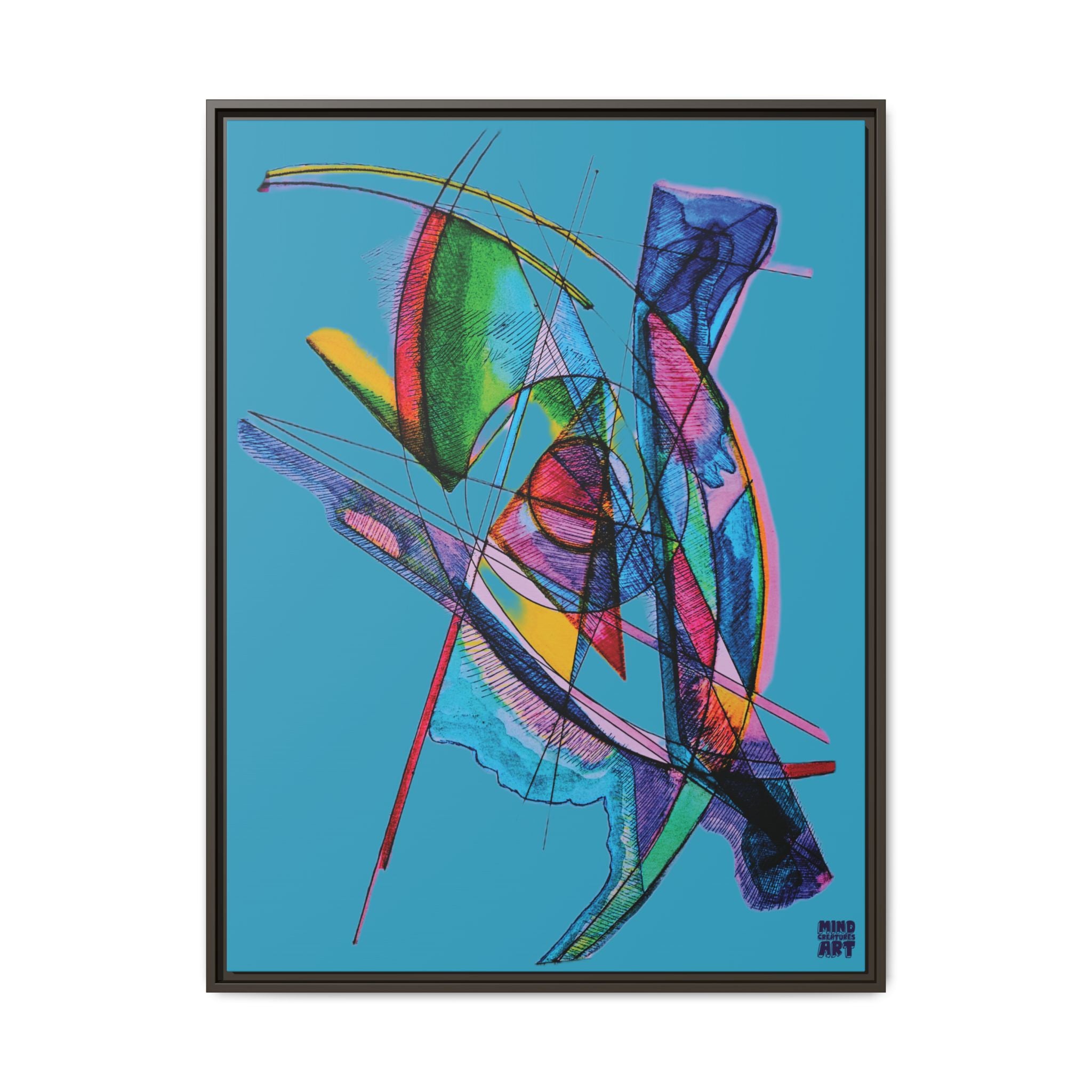 Watching (Turquoise Background) Matte Canvas, Framed