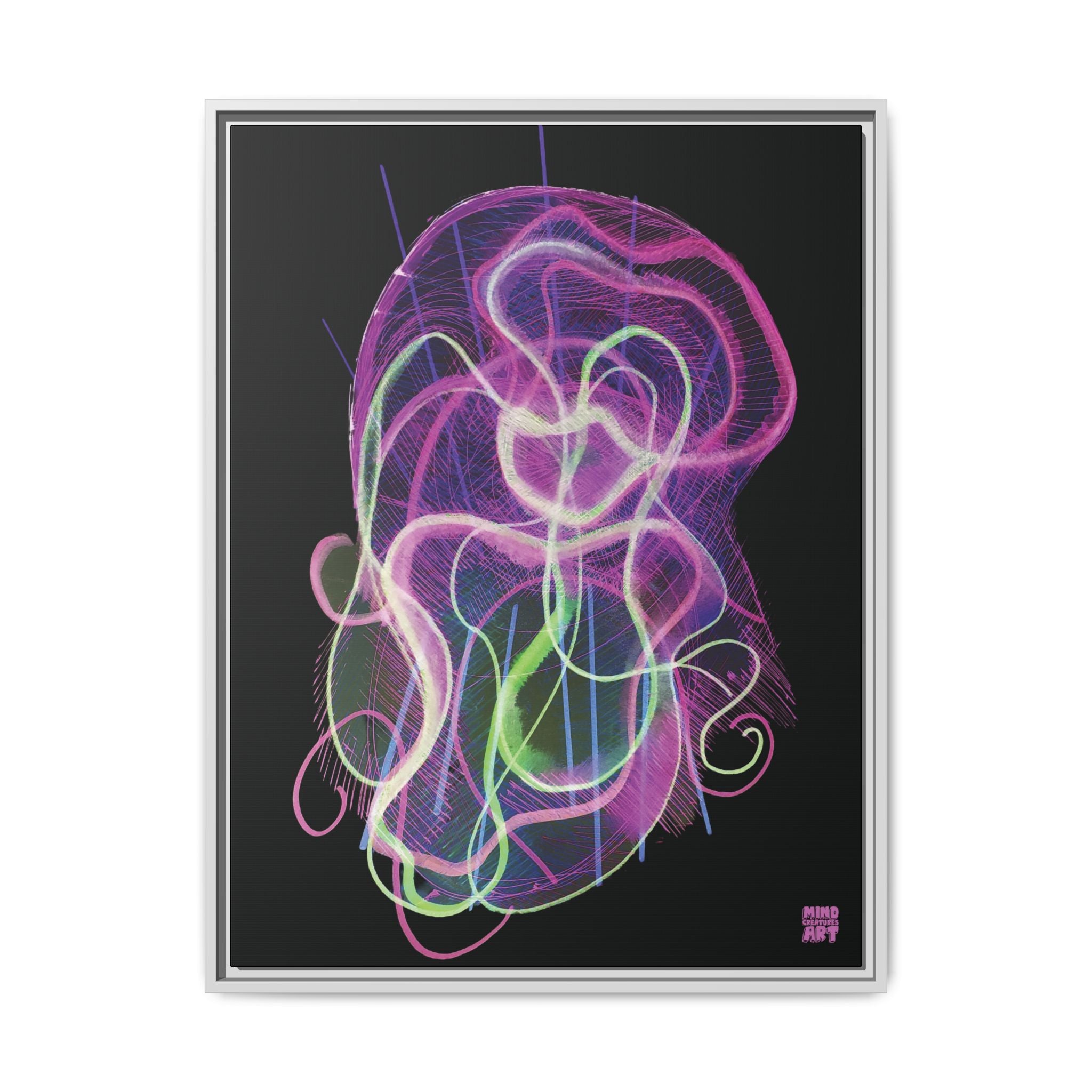 Davy Jones (Electric Pink, Black Background) Matte Canvas, Framed
