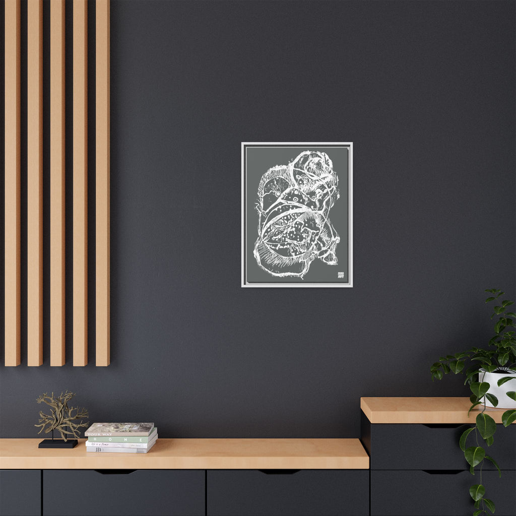 Exploration (White, Dark Gray Background) Matte Canvas, Framed
