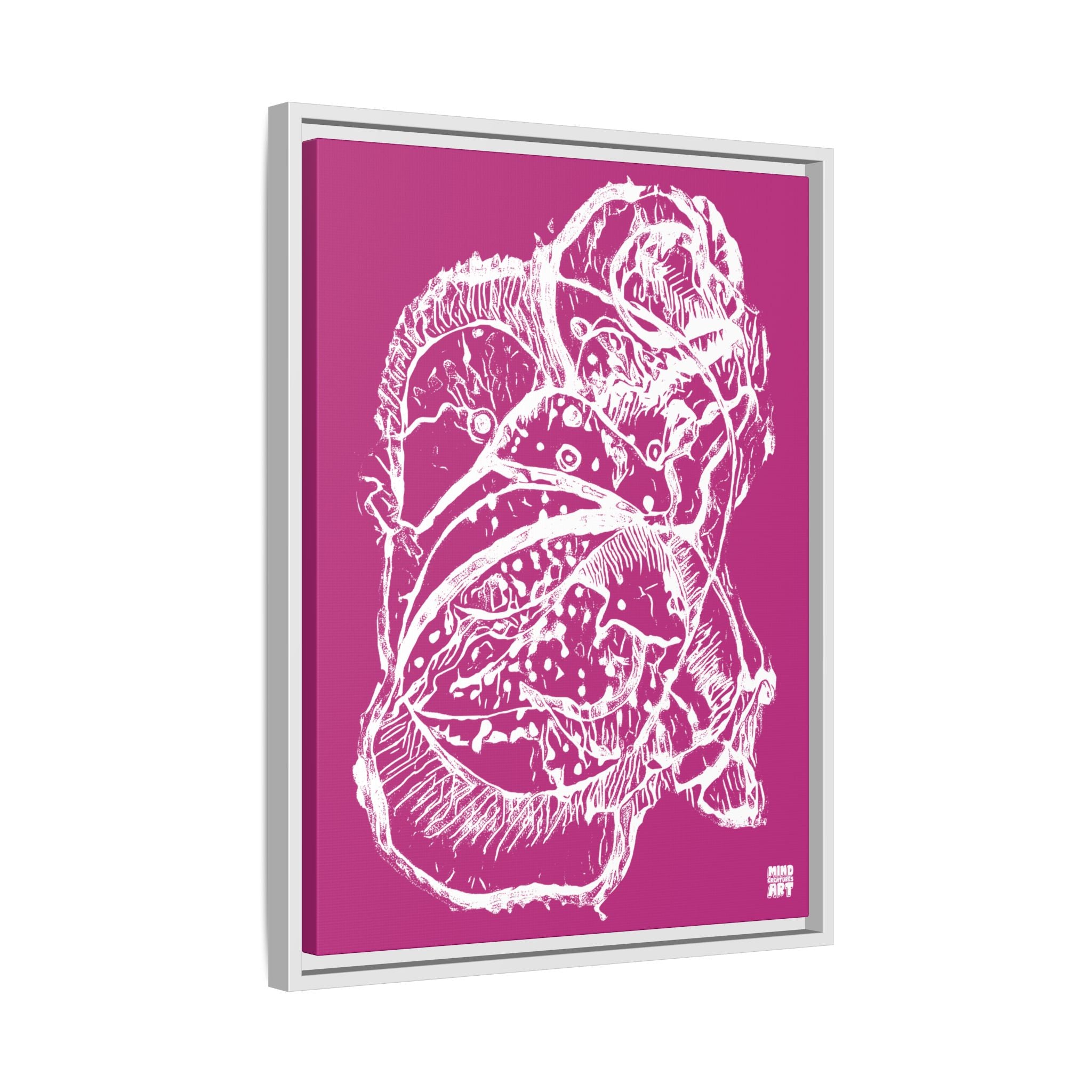 Exploration (White, Pink Background) Matte Canvas, Framed