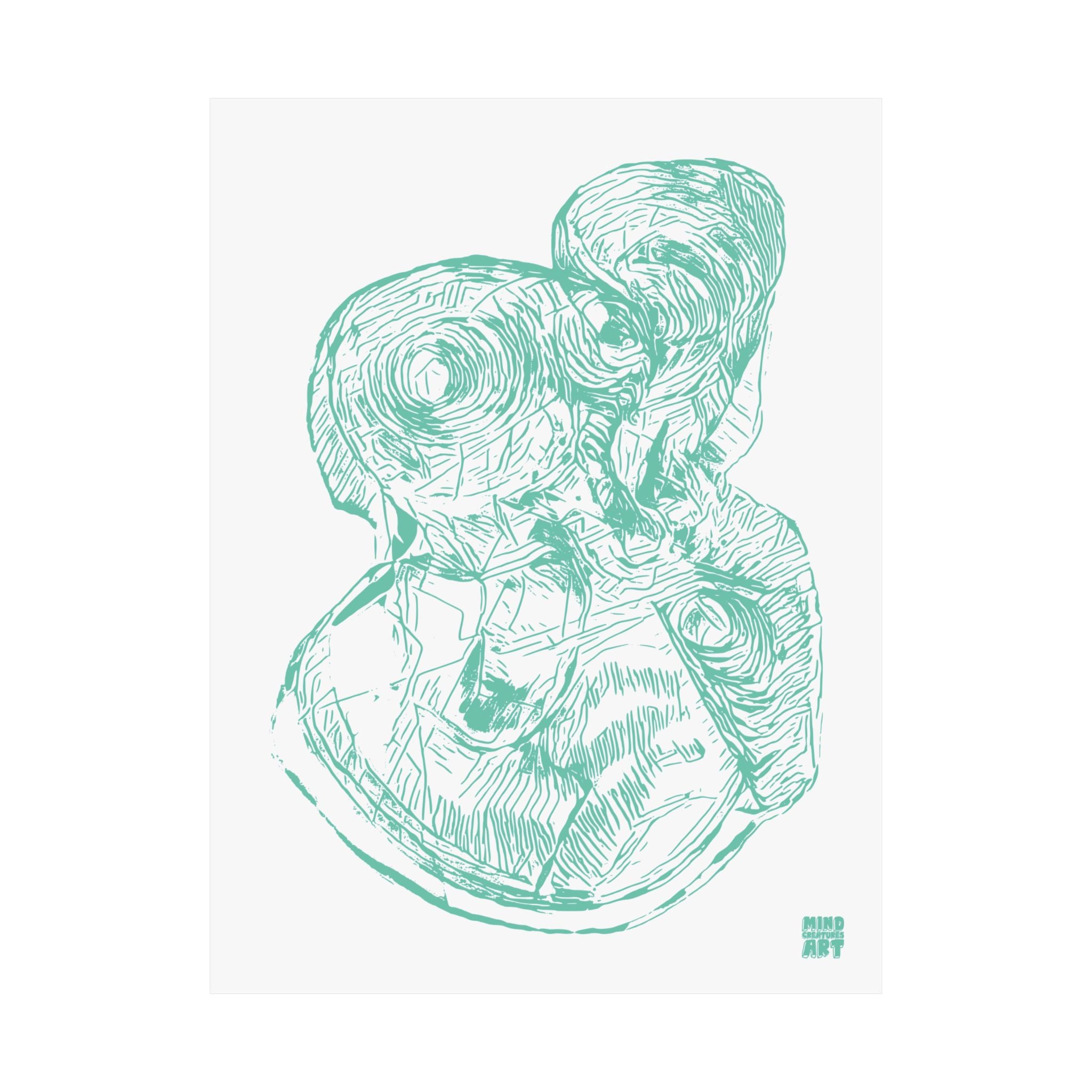 Curiosity (Teal, White Background) Matte Poster