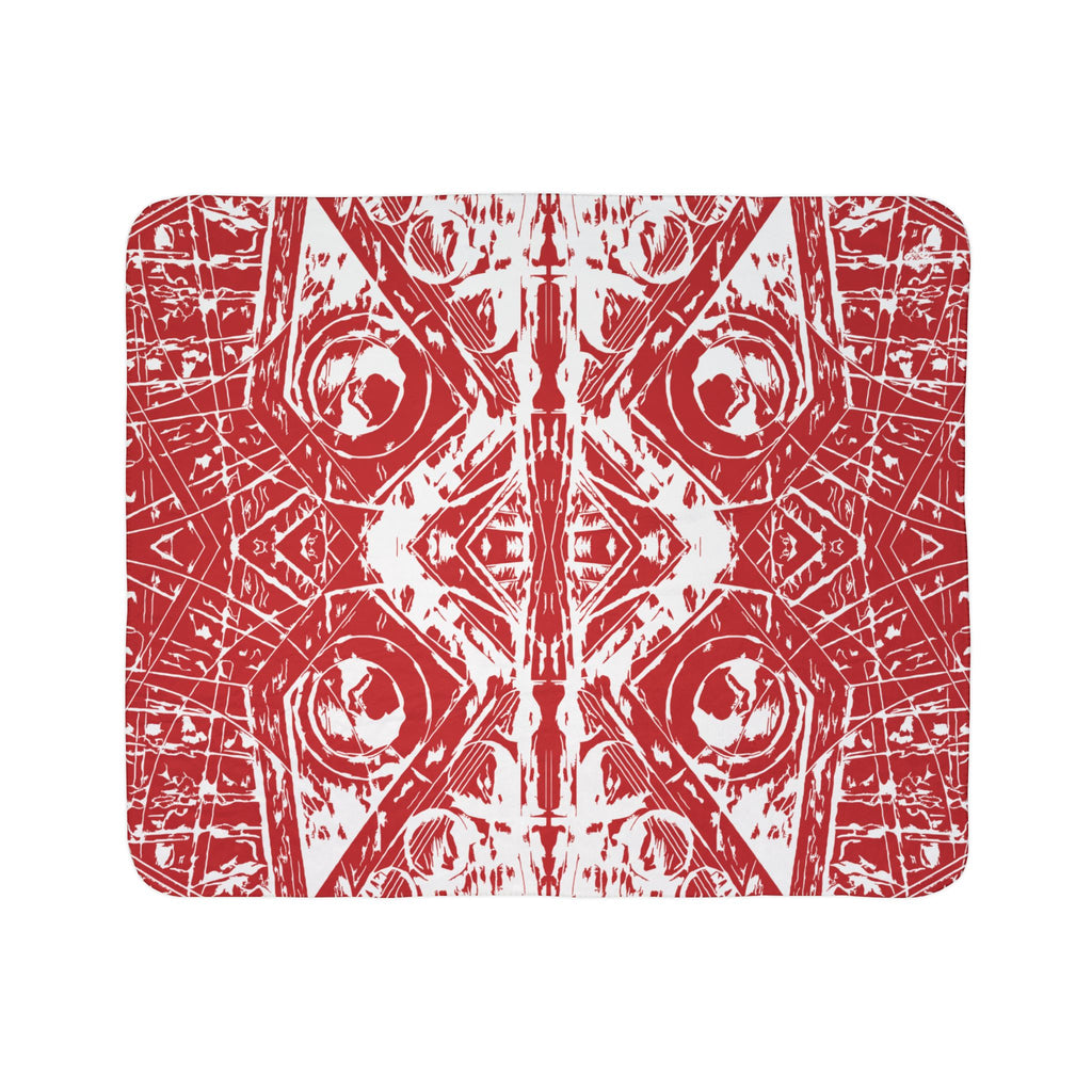 Love (White, Mirror, Red Background) Fleece Sherpa Blanket