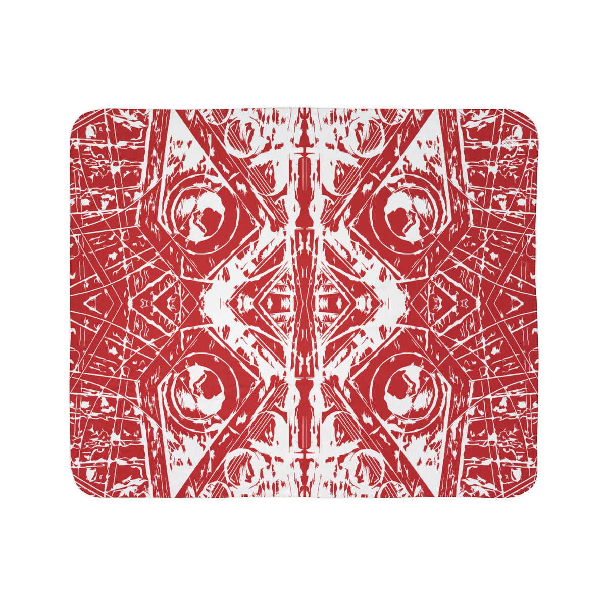 Love (White, Mirror, Red Background) Fleece Sherpa Blanket