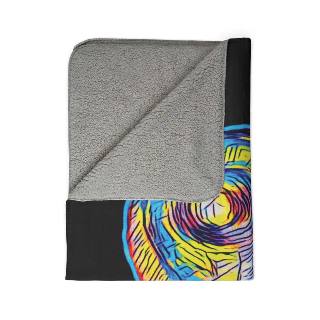 Curiosity (Neon, Black Background) Fleece Sherpa Blanket