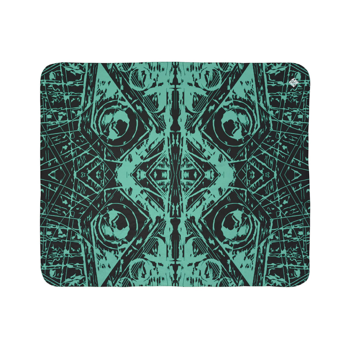 Love (Teal, Mirror, Black Background) Fleece Sherpa Blanket
