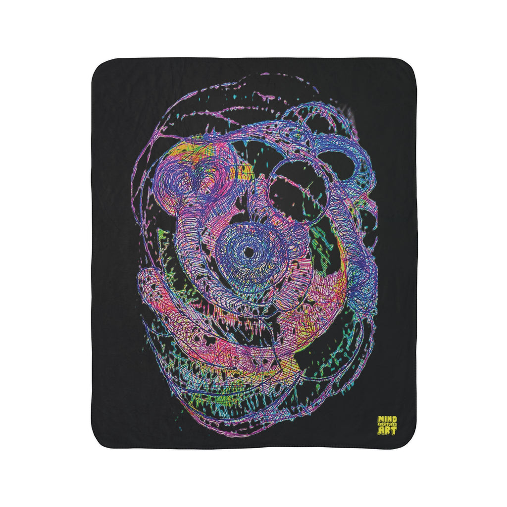 Spiraling (Black Background) Fleece Sherpa Blanket