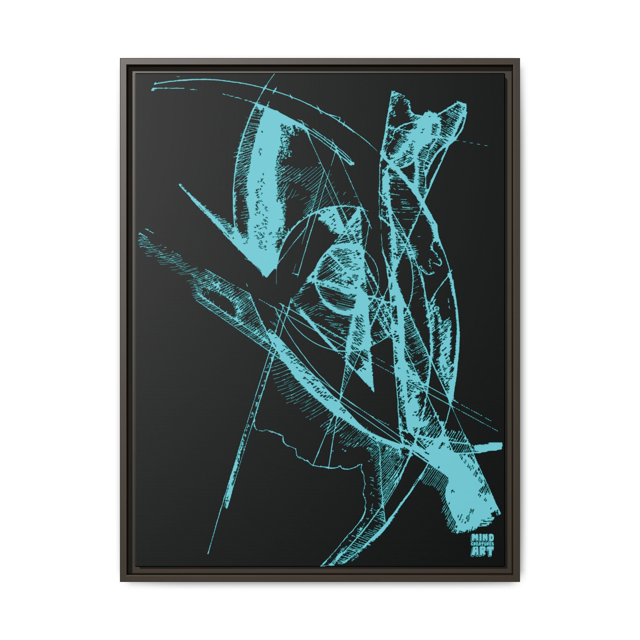 Watching (Aqua, Black Background) Matte Canvas, Framed