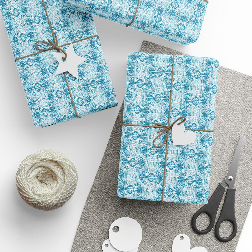 Love (Blue, White Background) Heavy Wrapping Paper