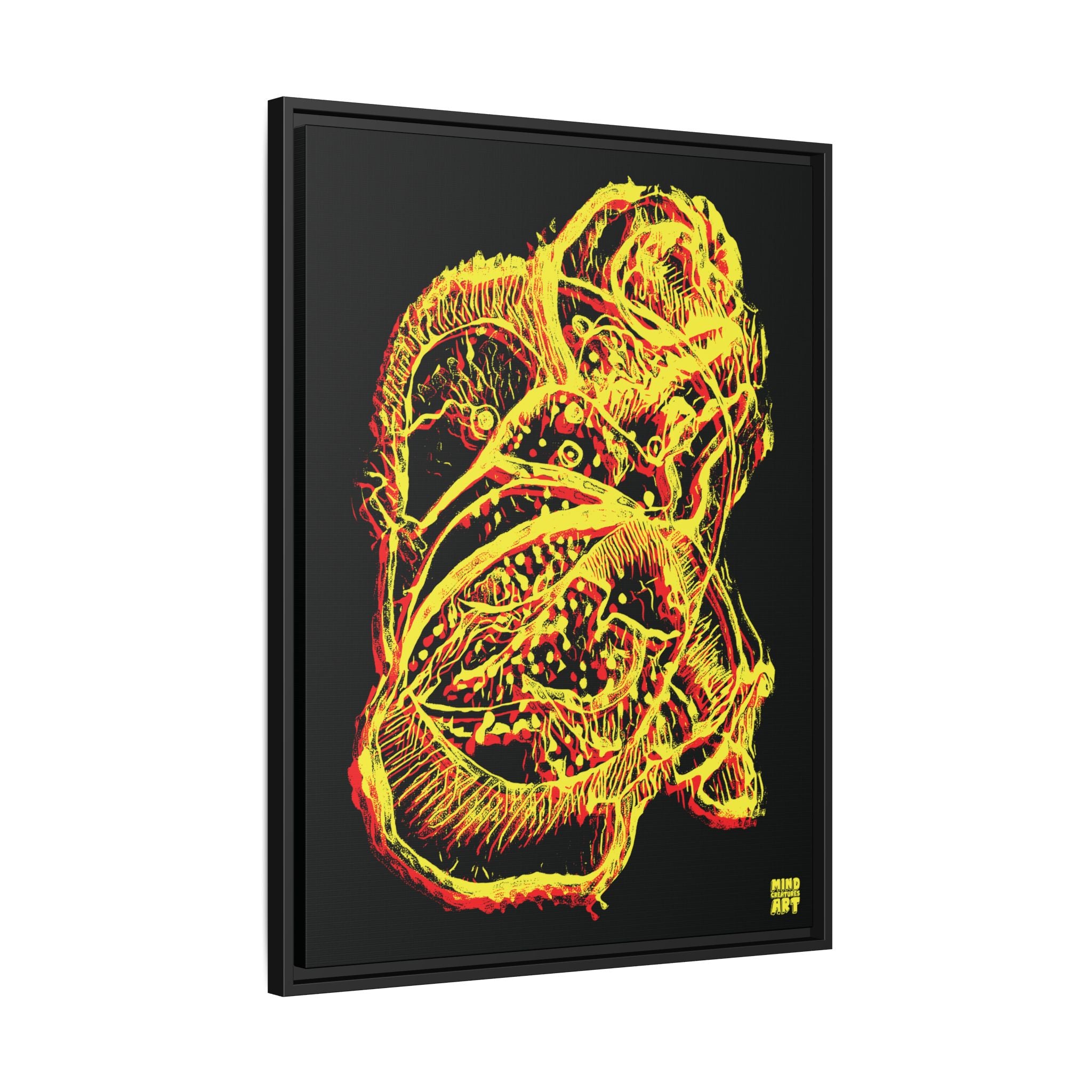 Exploration (Blur, Red & Yellow, Black Background) Matte Canvas, Framed