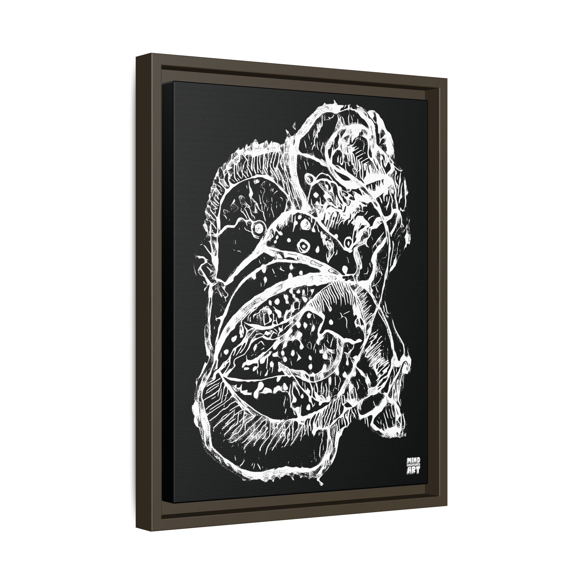 Exploration (White, Black Background) Matte Canvas, Framed