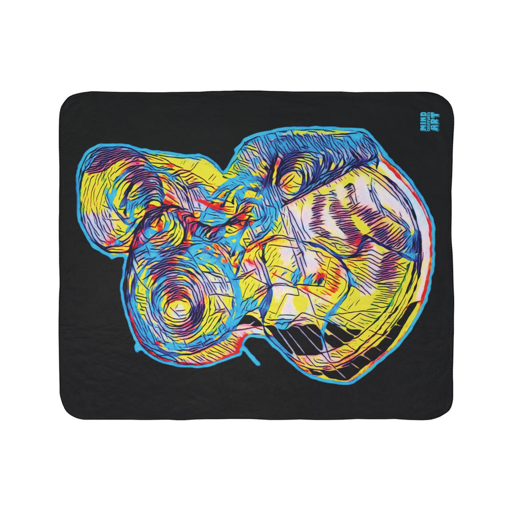 Curiosity (Neon, Black Background) Fleece Sherpa Blanket
