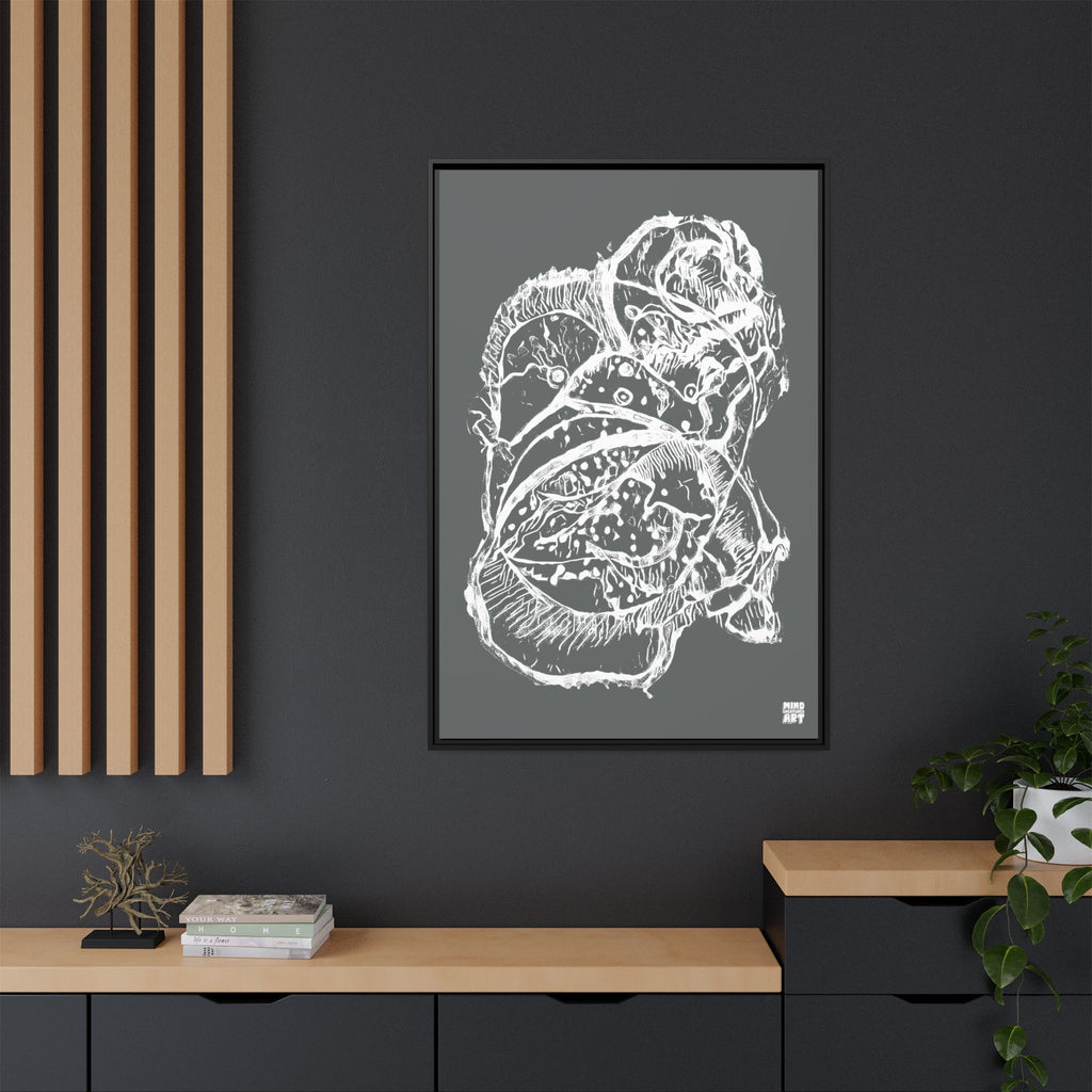 Exploration (White, Dark Gray Background) Matte Canvas, Framed