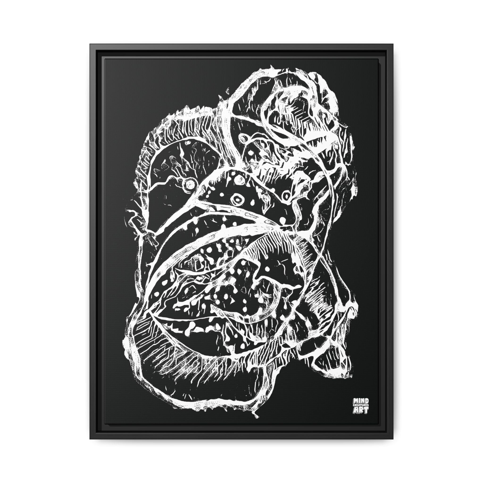 Exploration (White, Black Background) Matte Canvas, Framed