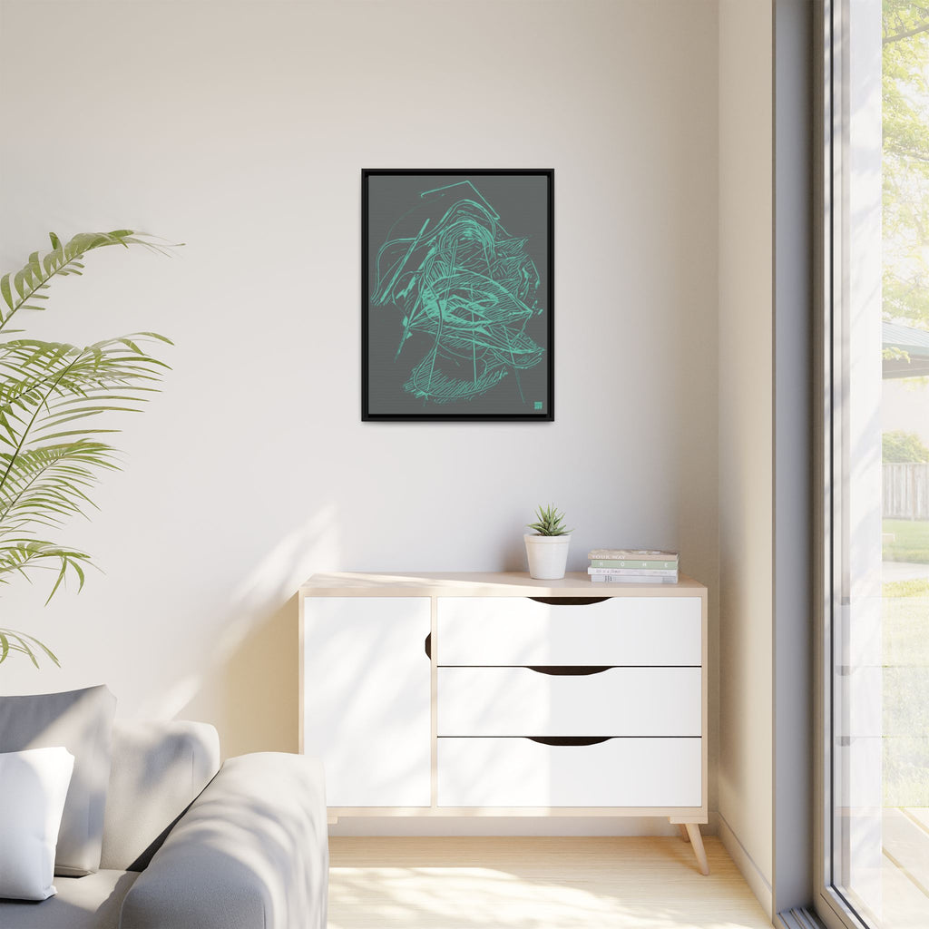 Dive Reflex (Teal, Dark Gray Background) Matte Canvas, Framed