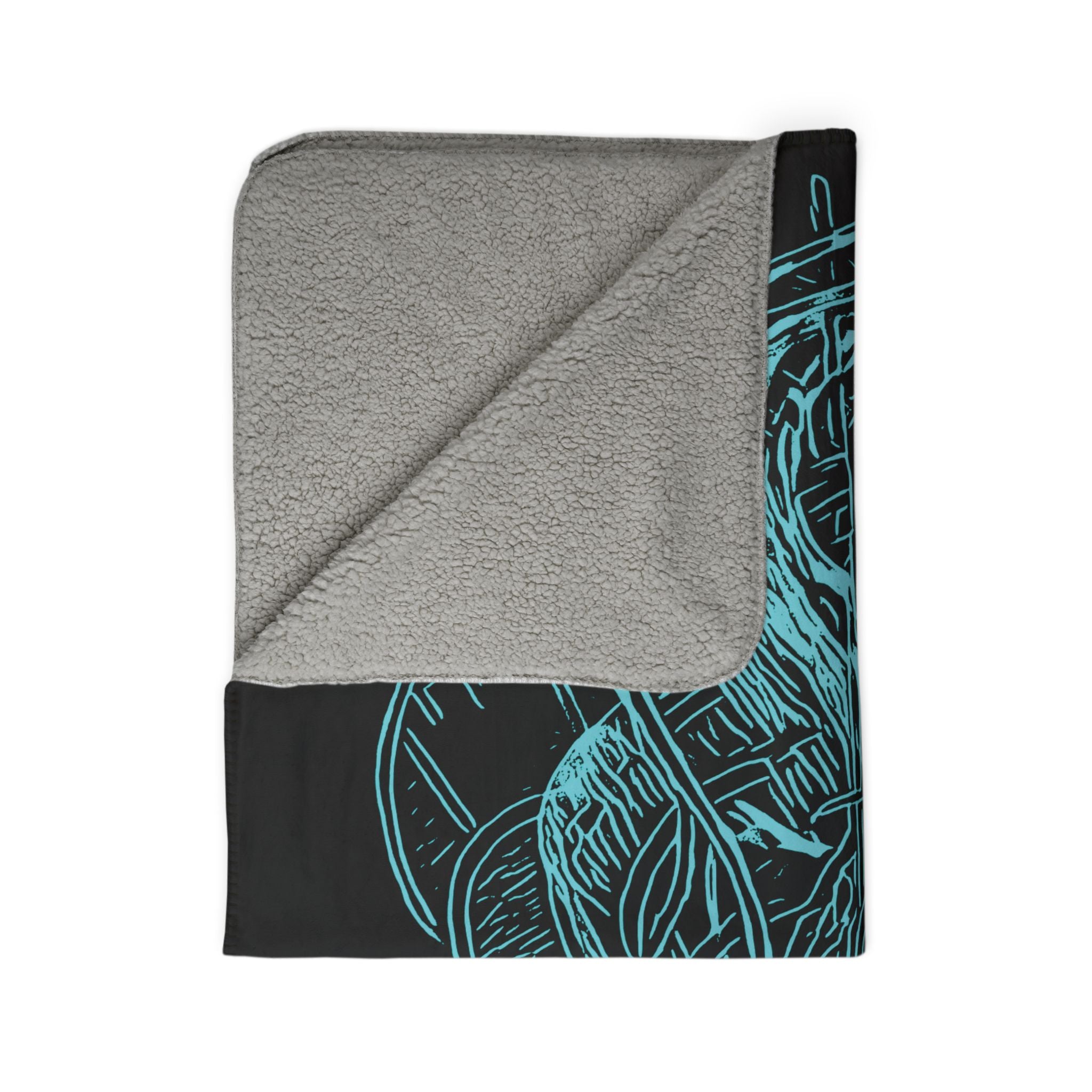 Jelly Jam (Aqua, Black Background) Fleece Sherpa Blanket