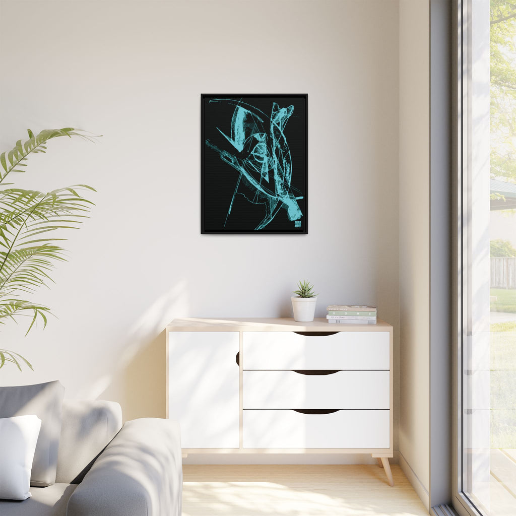 Watching (Aqua, Black Background) Matte Canvas, Framed