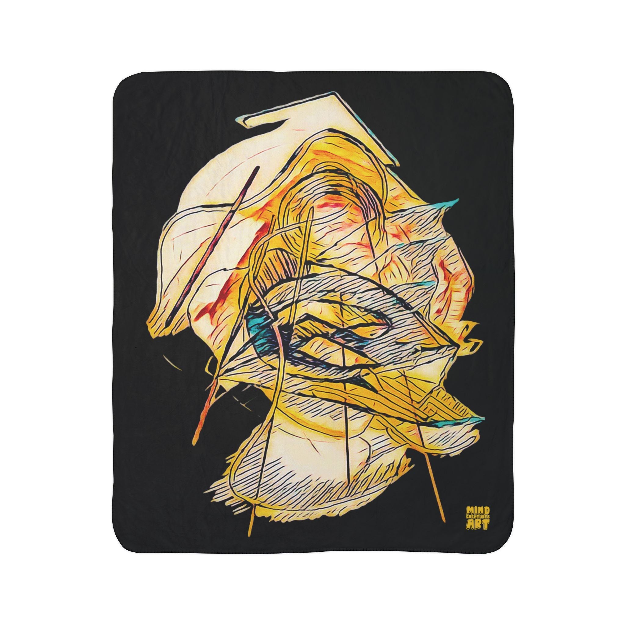 Dive Reflex (Gold, Black Background) Fleece Sherpa Blanket
