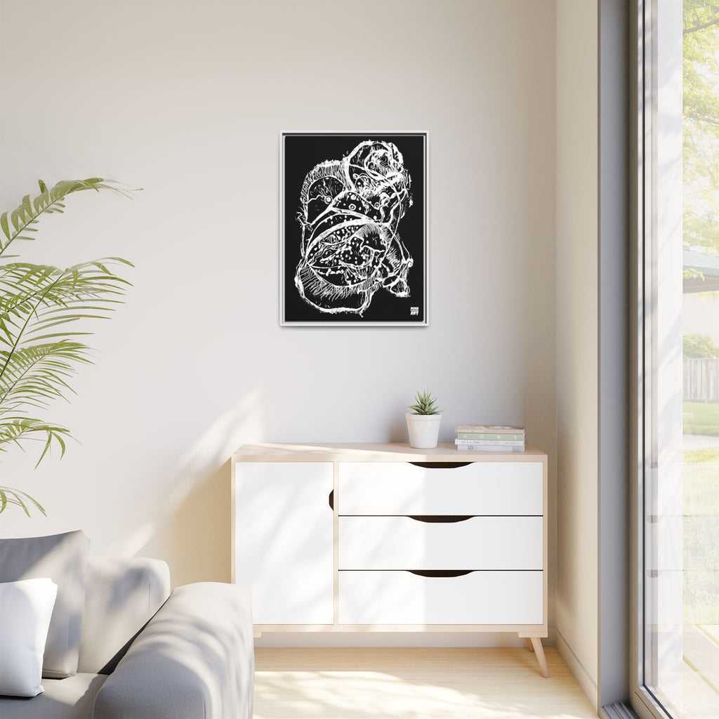 Exploration (White, Black Background) Matte Canvas, Framed