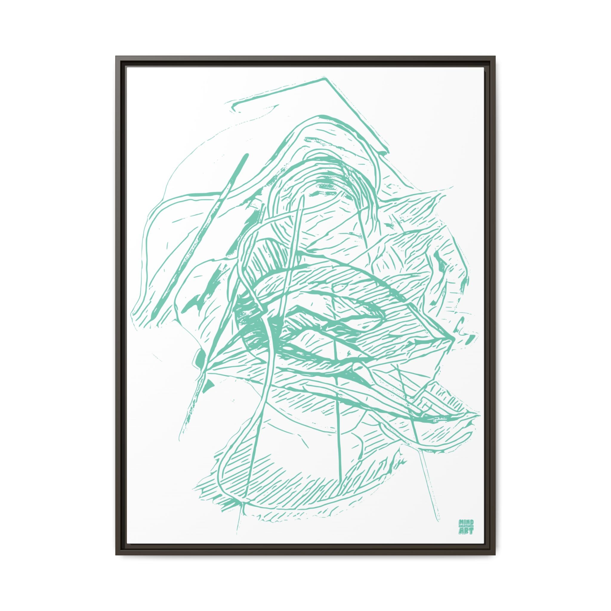 Dive Reflex (Teal, White Background) Matte Canvas, Framed