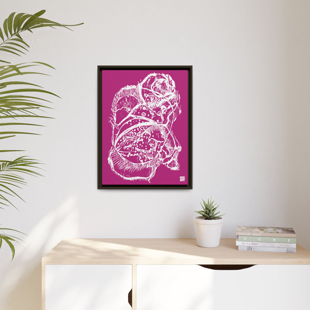 Exploration (White, Pink Background) Matte Canvas, Framed