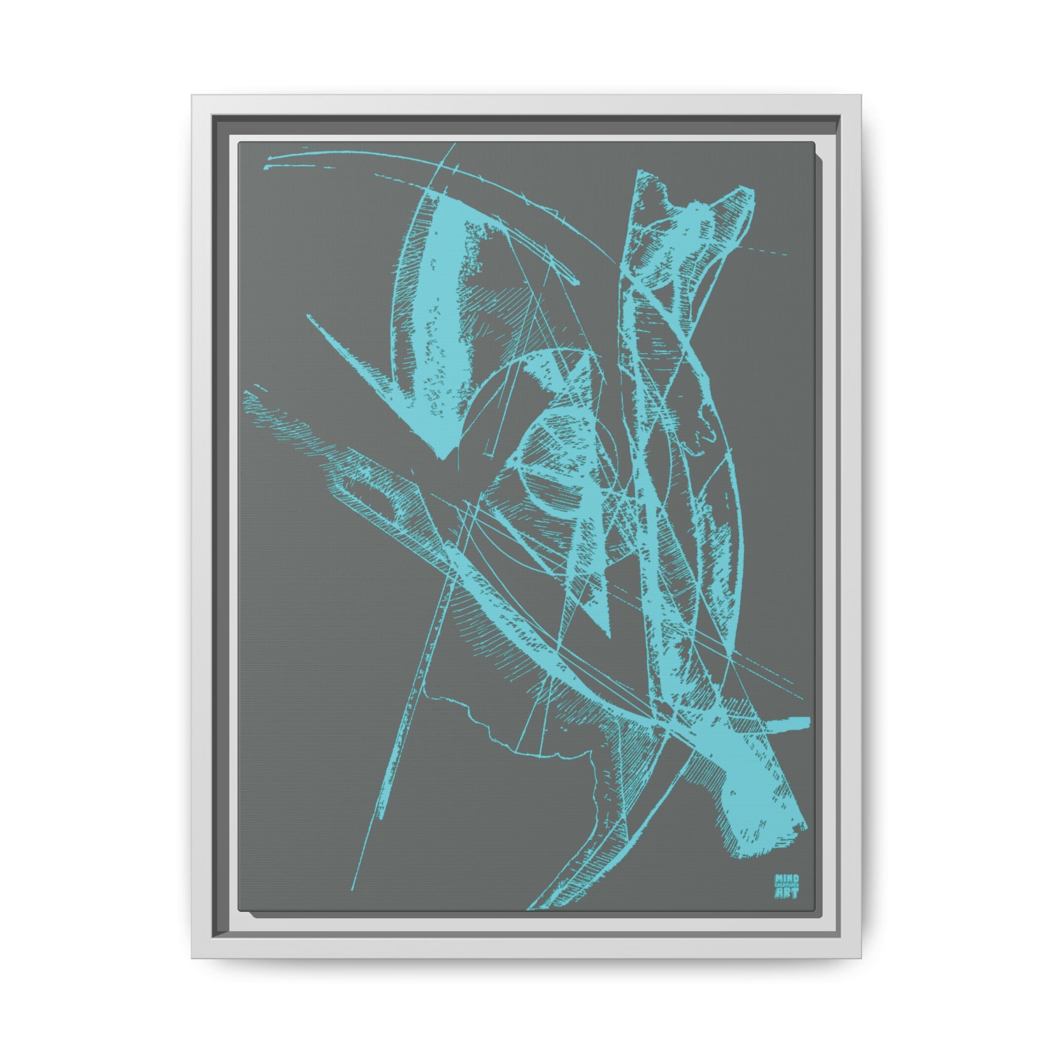 Watching (Aqua, Dark Gray Background) Matte Canvas, Framed