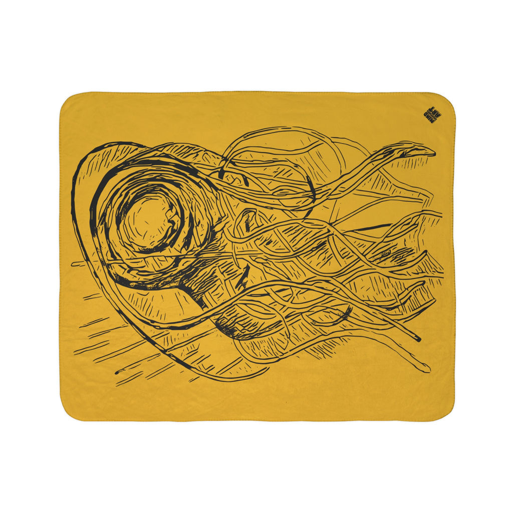Jelly Jam (Black, Yellow Background) Fleece Sherpa Blanket