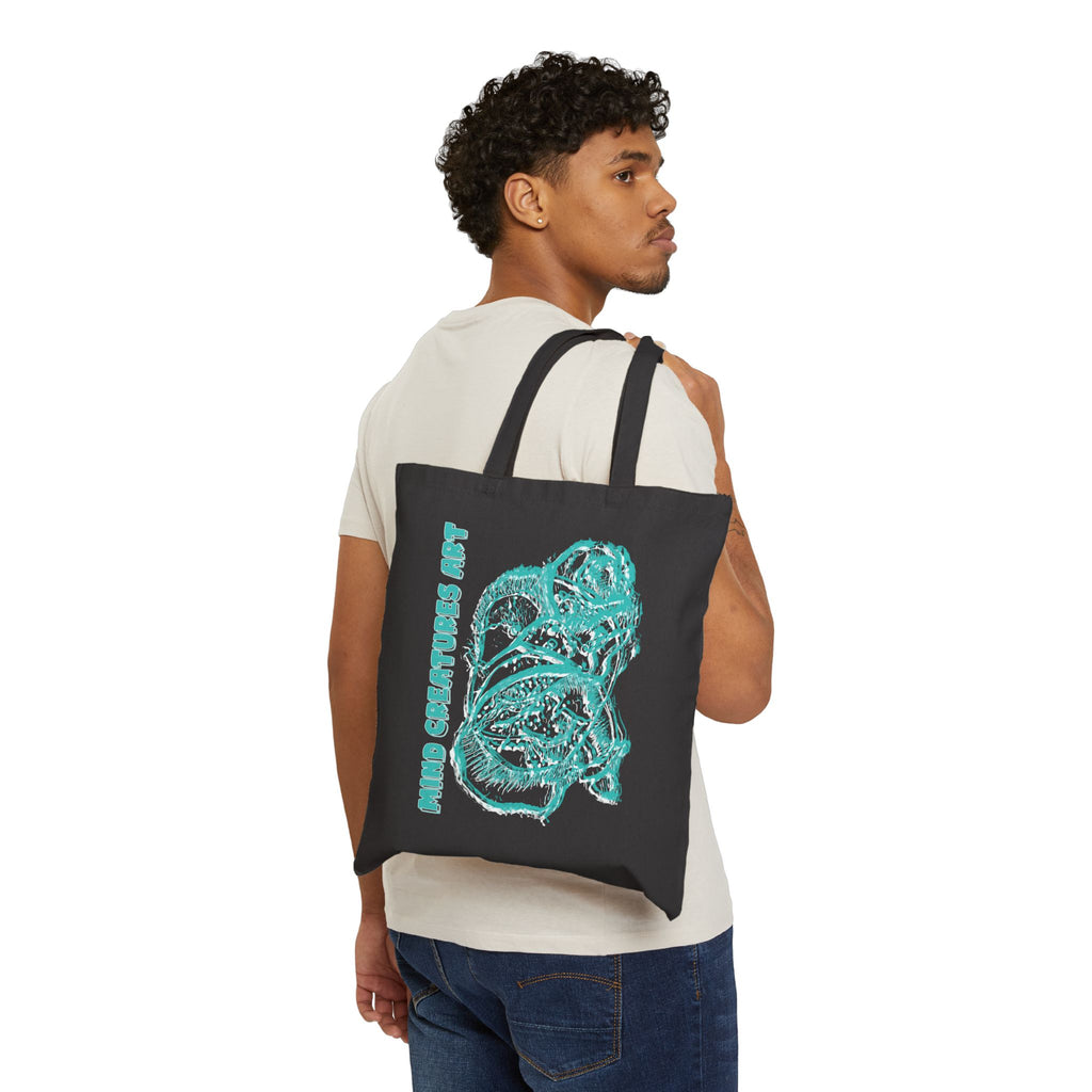 Exploration (Blur, White & Teal) Cotton Canvas Tote Bag