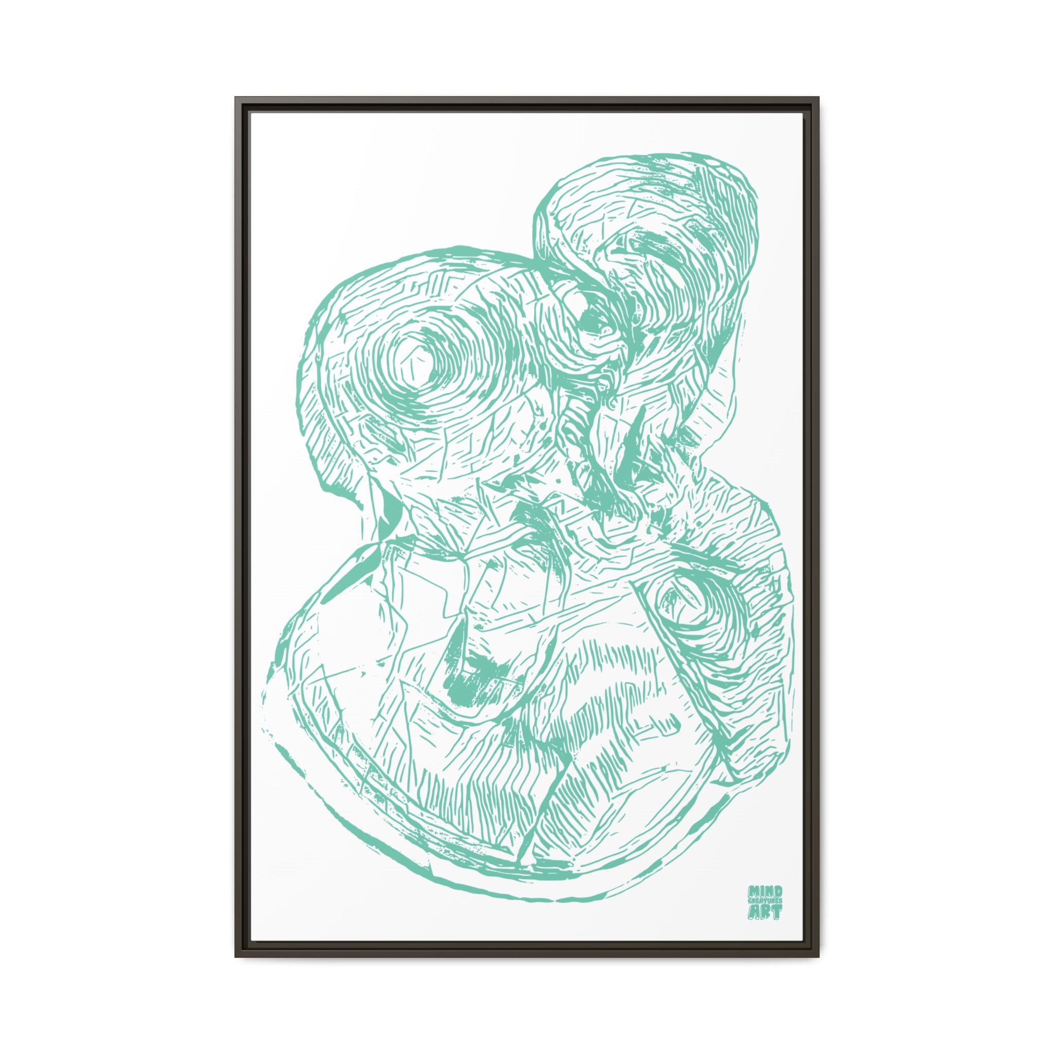 Curiosity (Teal, White Background) Matte Canvas, Framed