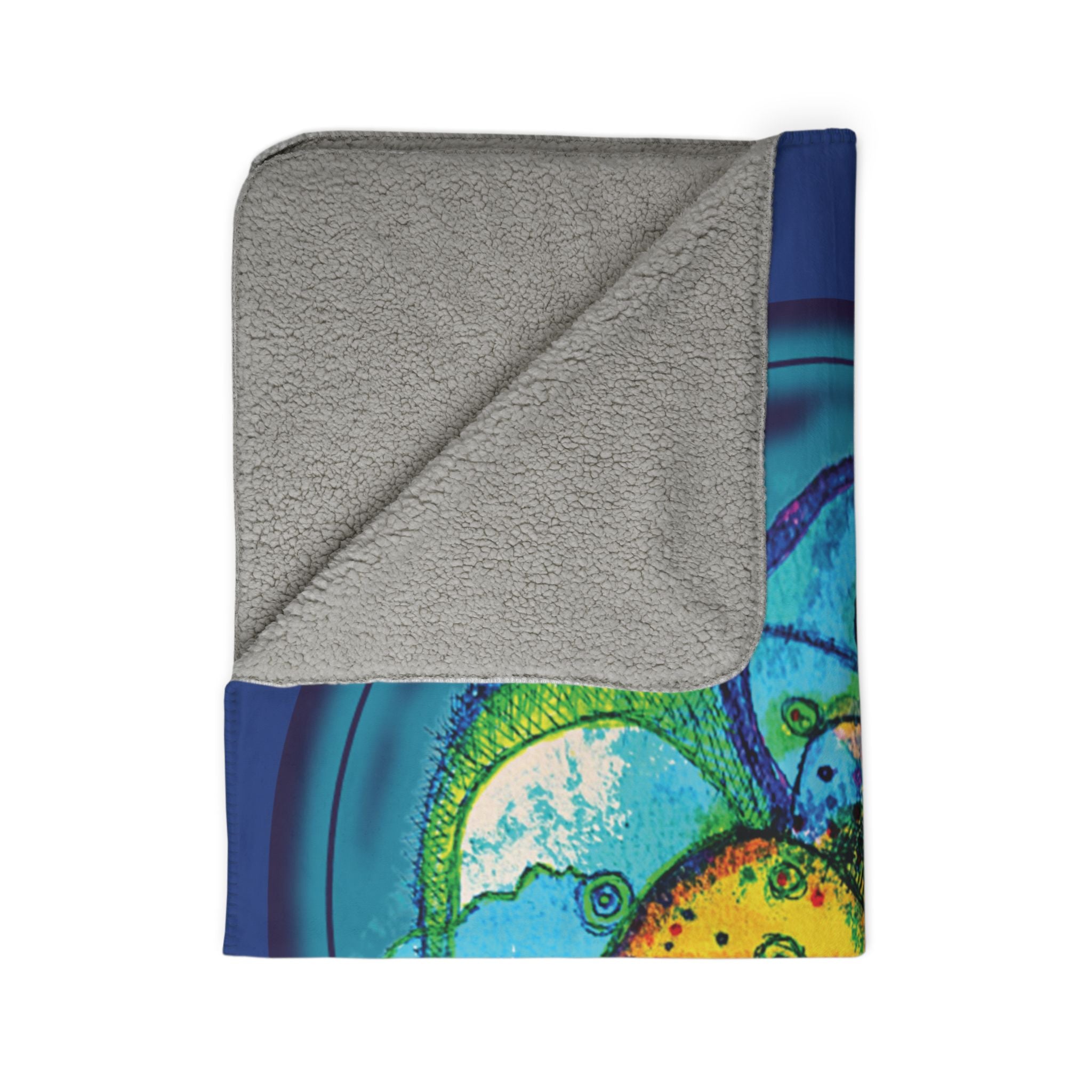Exploration (Dark Blue Background) Fleece Sherpa Blanket