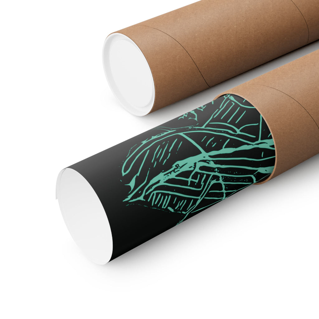 Dive Reflex (Teal, Black Background) Fine Art Poster