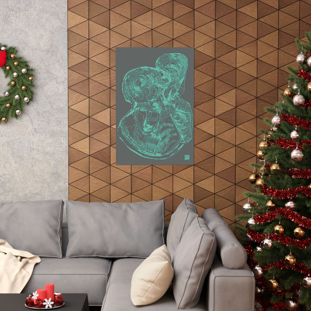 Curiosity (Teal, Dark Gray Background) Matte Poster