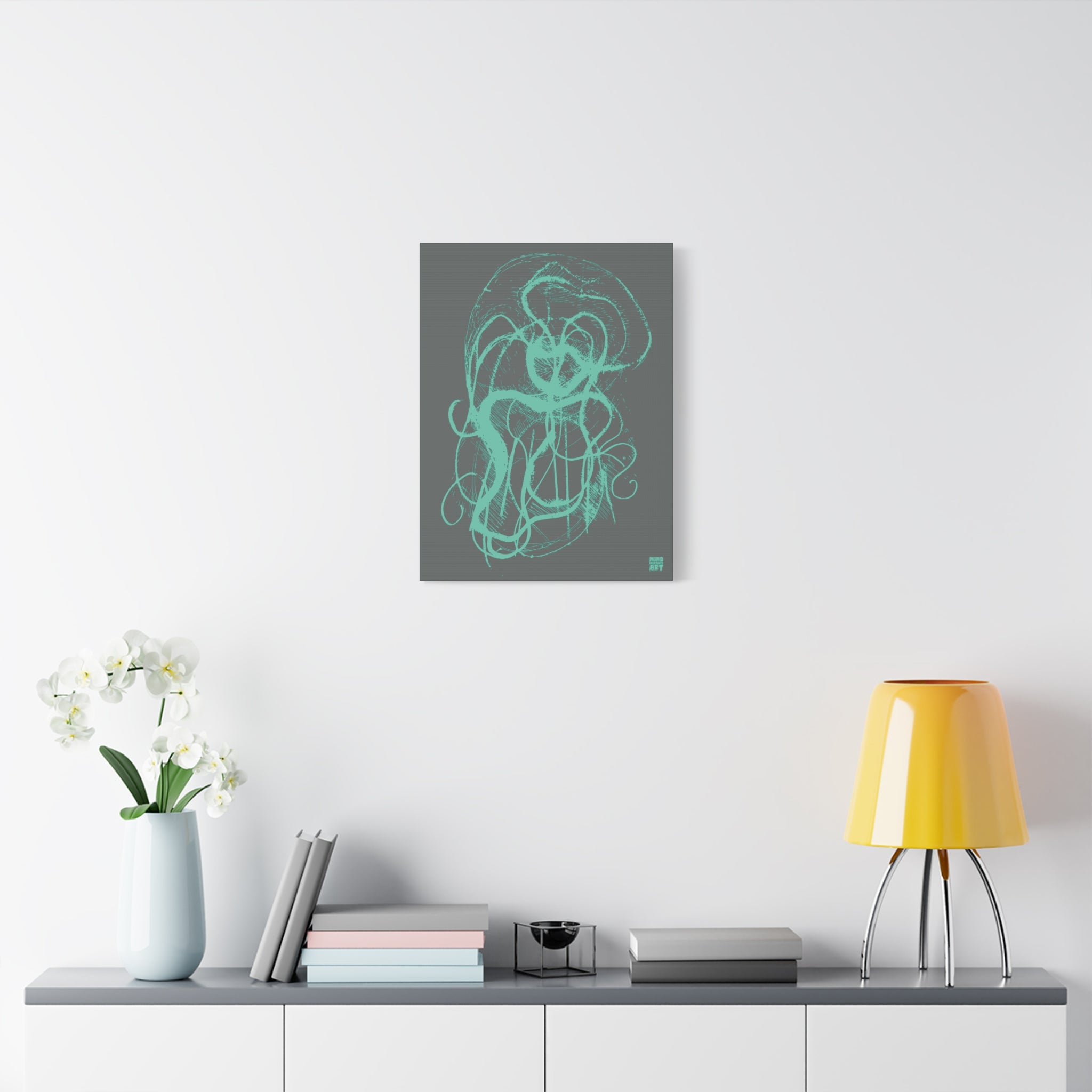 Davy Jones (Teal, Dark Gray Background) Matte Canvas, Stretched, 1.25"