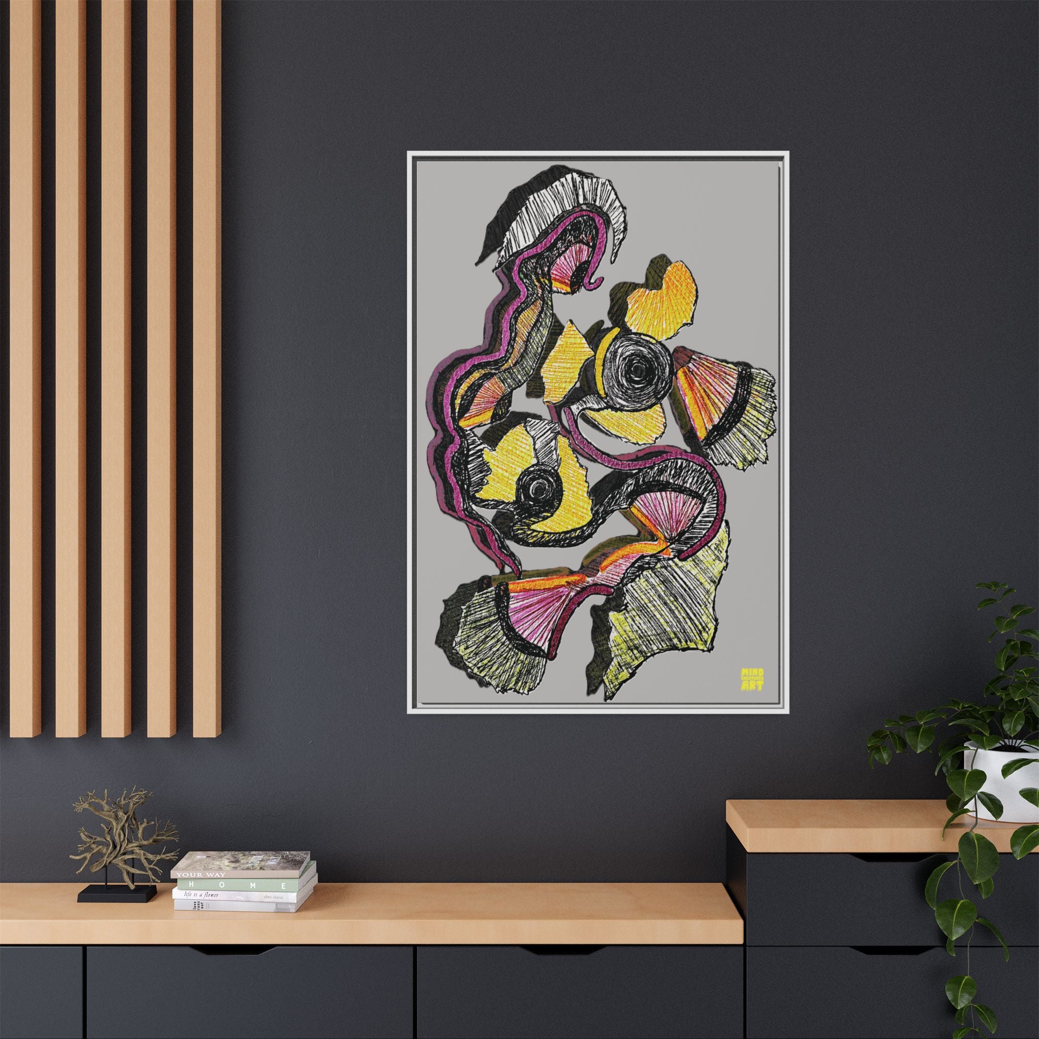 Crimson Teacher (Light Gray Background) Matte Canvas, Framed