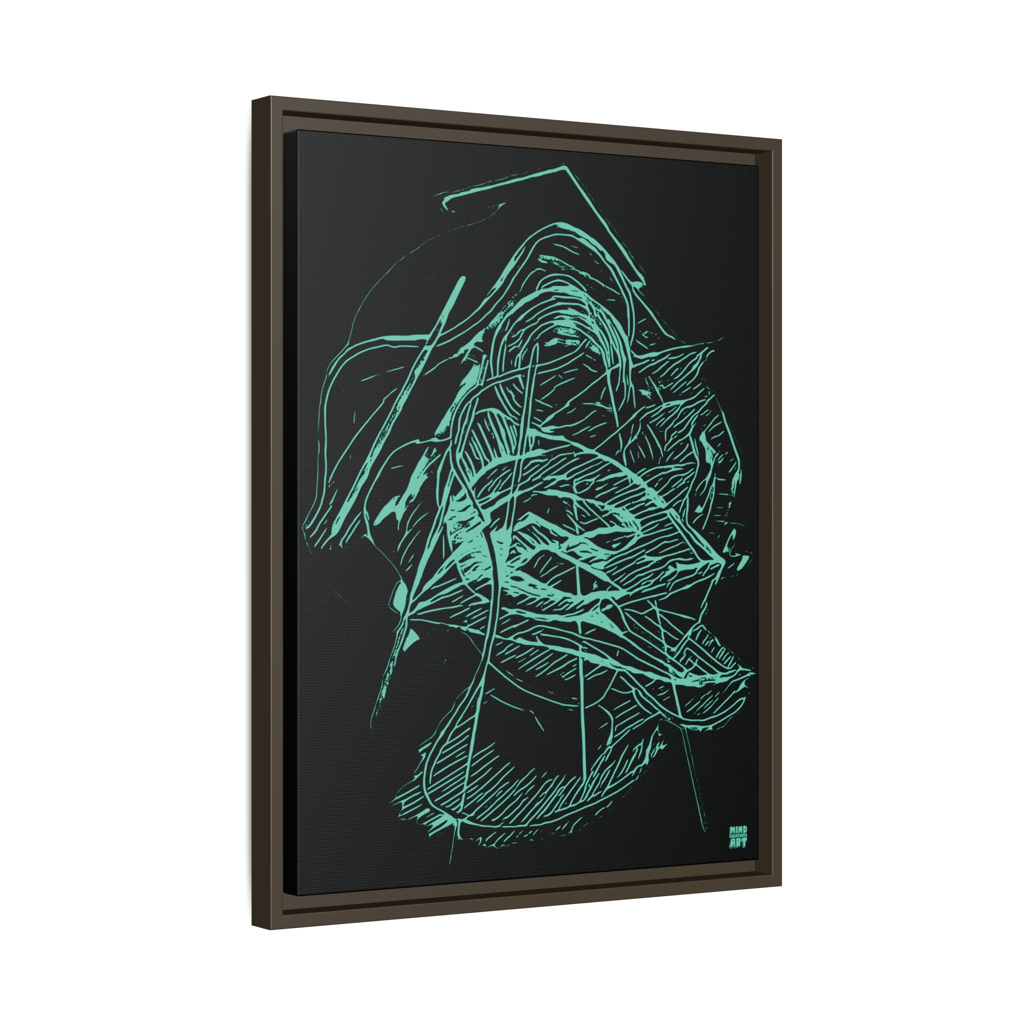 Dive Reflex (Teal, Black Background) Matte Canvas, Framed