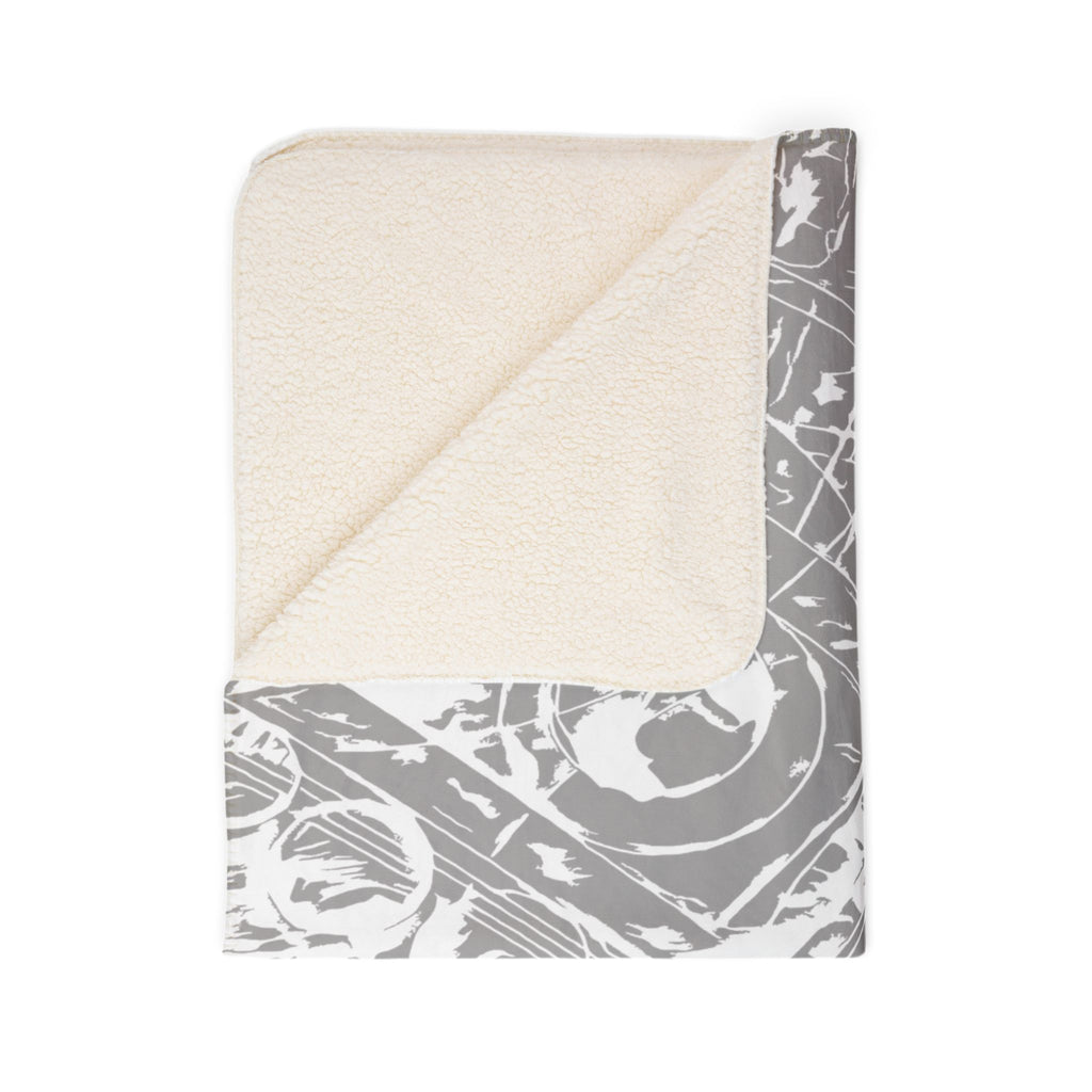 Love (White, Mirror, Gray Background) Fleece Sherpa Blanket