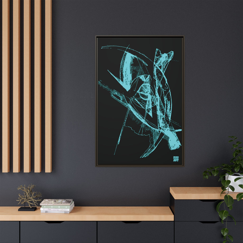 Watching (Aqua, Black Background) Matte Canvas, Framed