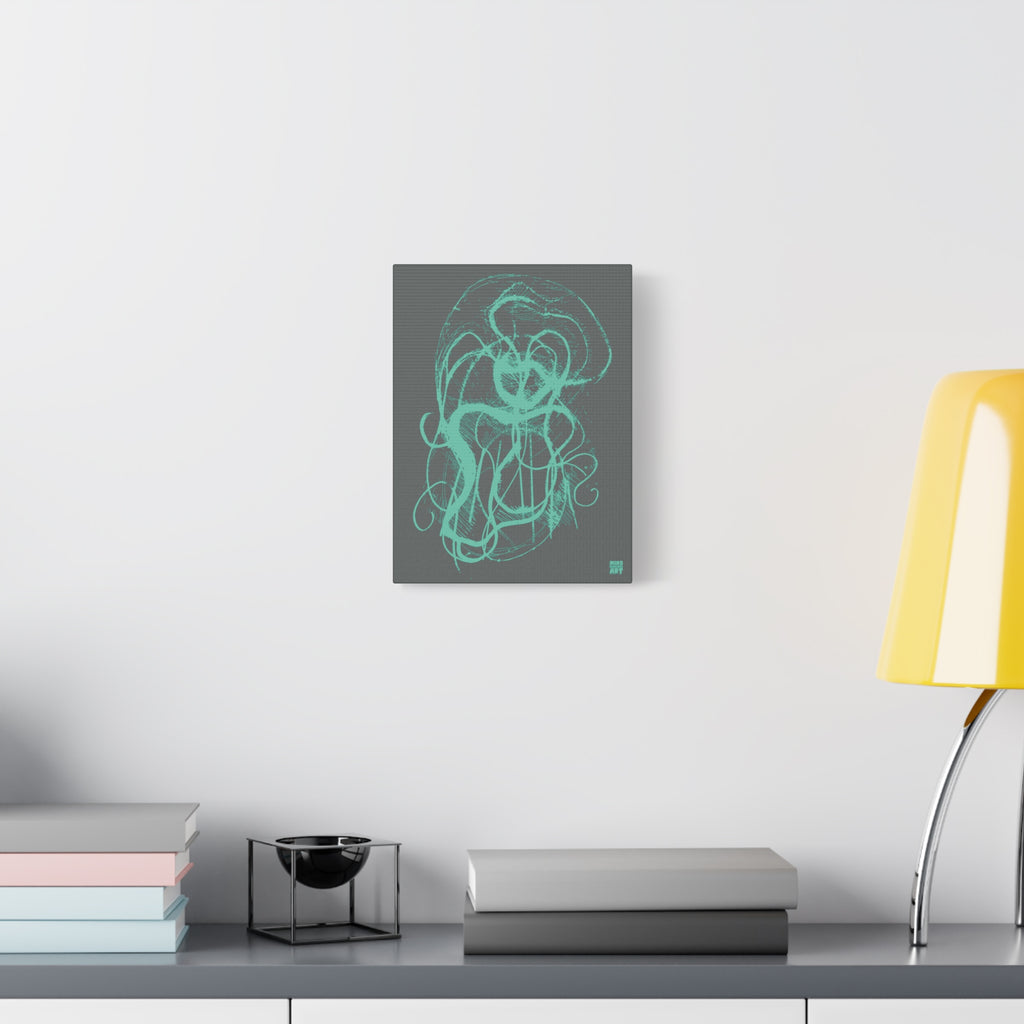 Davy Jones (Teal, Dark Gray Background) Matte Canvas, Stretched, 1.25"