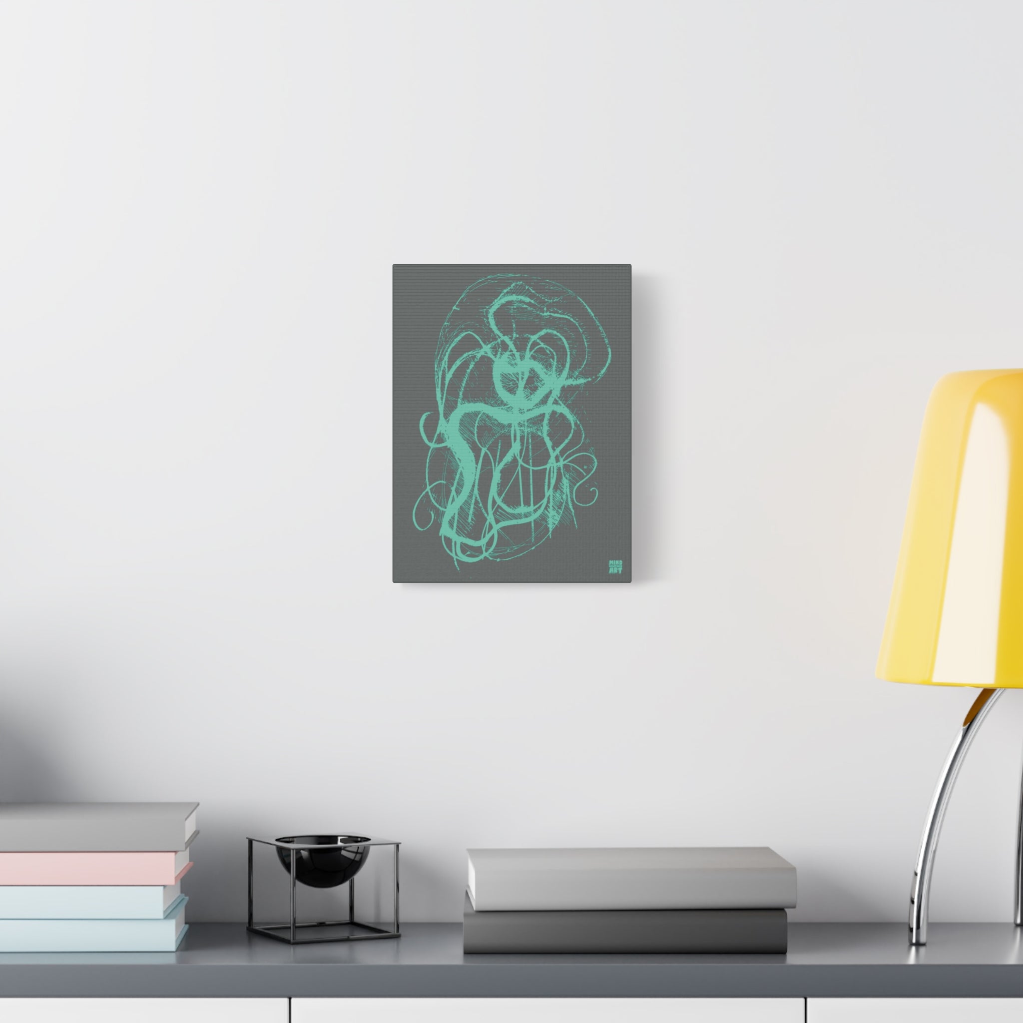 Davy Jones (Teal, Dark Gray Background) Matte Canvas, Stretched, 1.25"